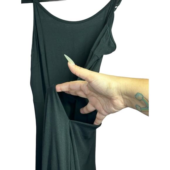 Bloomchic Black Flowey Lace Bottom Spaghetti Strap Black Dress Goth Vibe Size 14 - Picture 7 of 11